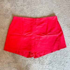 High Waisted Linen-Blend Wrap Front Skort